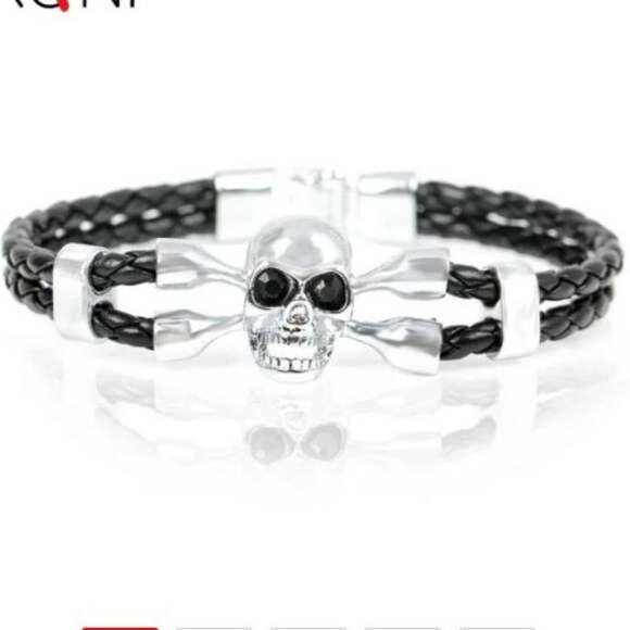 Skeleton PU Leather Bracelet Cuff - Picture 1 of 1